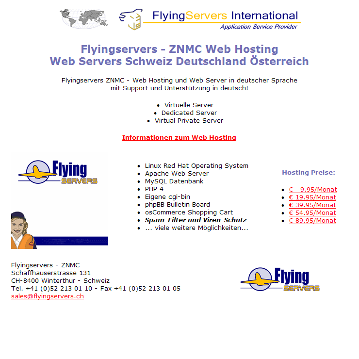Flyingservers - ZNMC : Web Hosting Web Servers Schweiz Deutschland Österreich